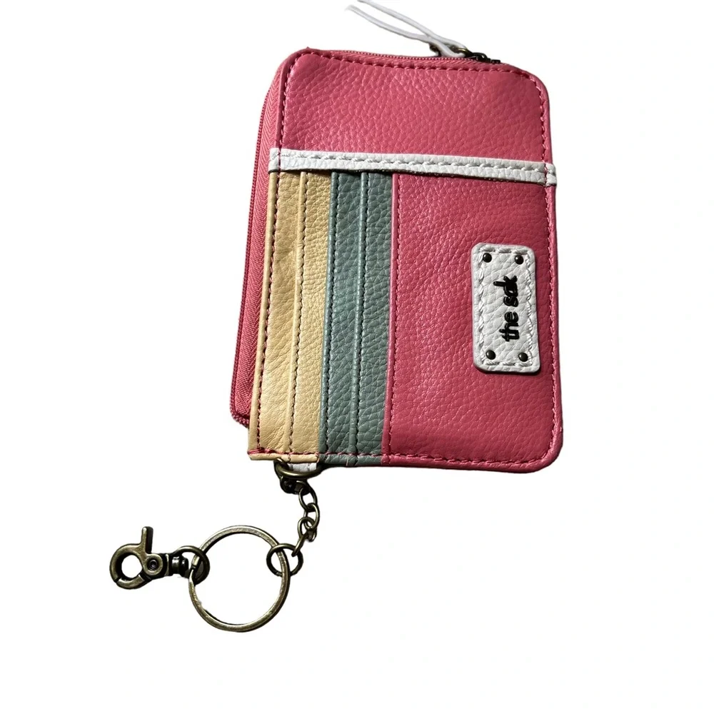 The Sak Leather Key Ring Mini Wallet Pink